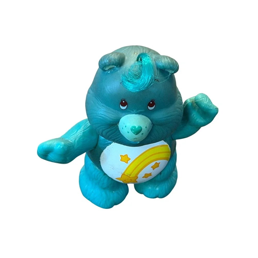 Vintage‎ 1983 Care Bears Wish Bear Poseable PVC Figure Kenner Teal Shooting Star